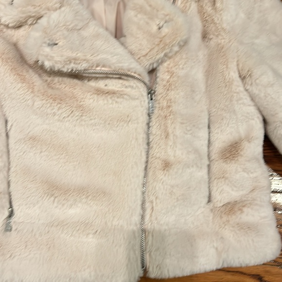Off white faux fur biker style jacket - Picture 2 of 4